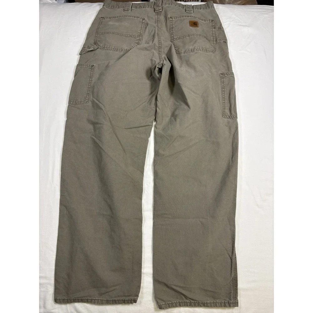 Carhartt B151 LBR Canvas Carpenter Pants Mens 35x32 Light Brown Work Dungaree